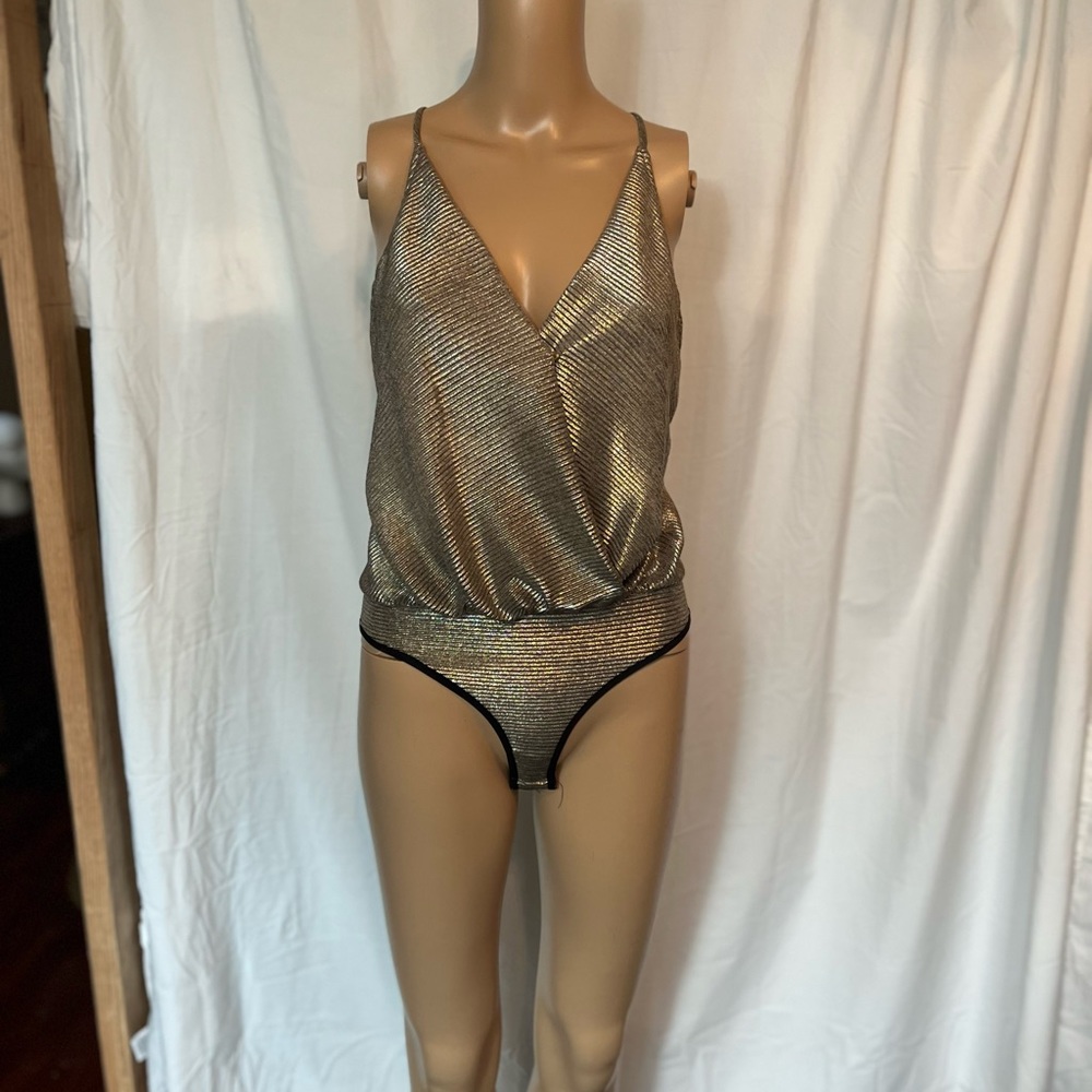 Vintage 90sBebe gold metallic bodysuit spaghetti strap size XS